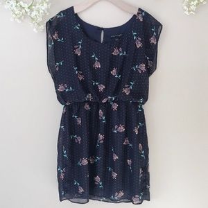 Floral flutter sleeve, city triangles dress